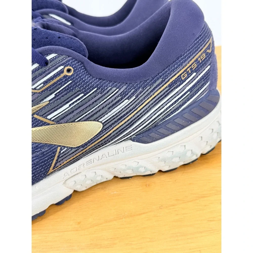 Brooks Adrenaline GTS 19 Mens Running Shoes sz 13 Wide 2E Navy Gold 1102942E439